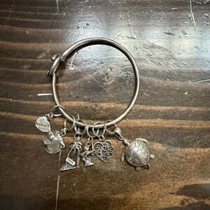 Silver Charm Bracelet with Turtle and Heart Charms